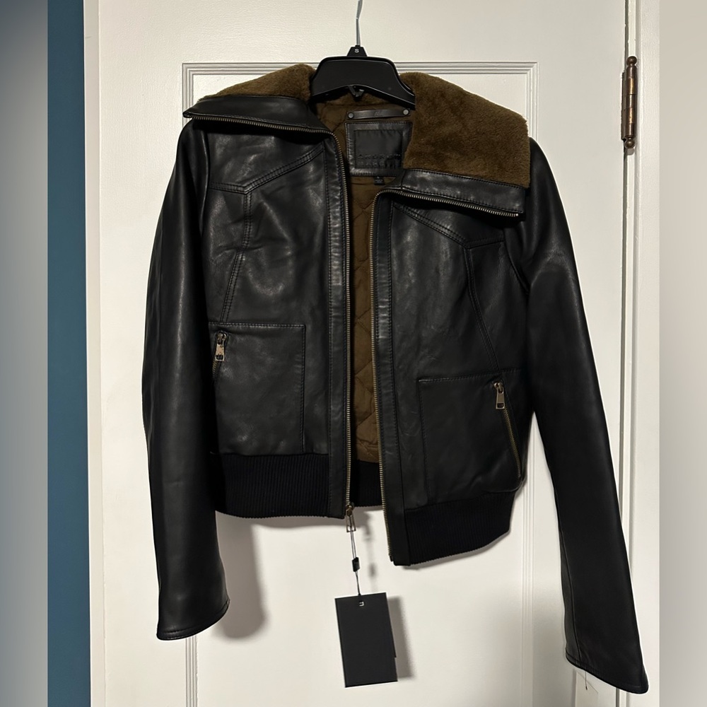 Andrew Marc Black Label Women's Evie Aviator-Style Leather Jacket